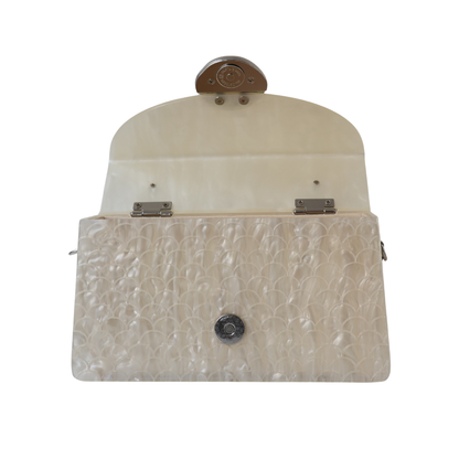 Bolsa de Festa Baú Acrílico Perolada Off White