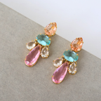 Brinco Dourado e Cristal Multicor - Semijoia