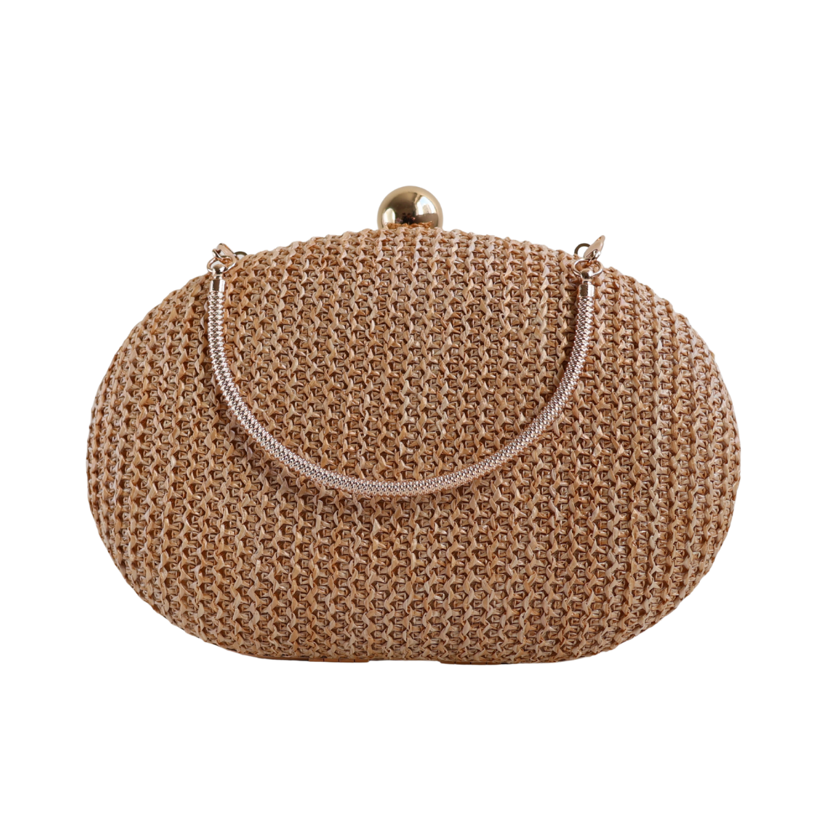 Bolsa Clutch Festa Oval Palha Bege