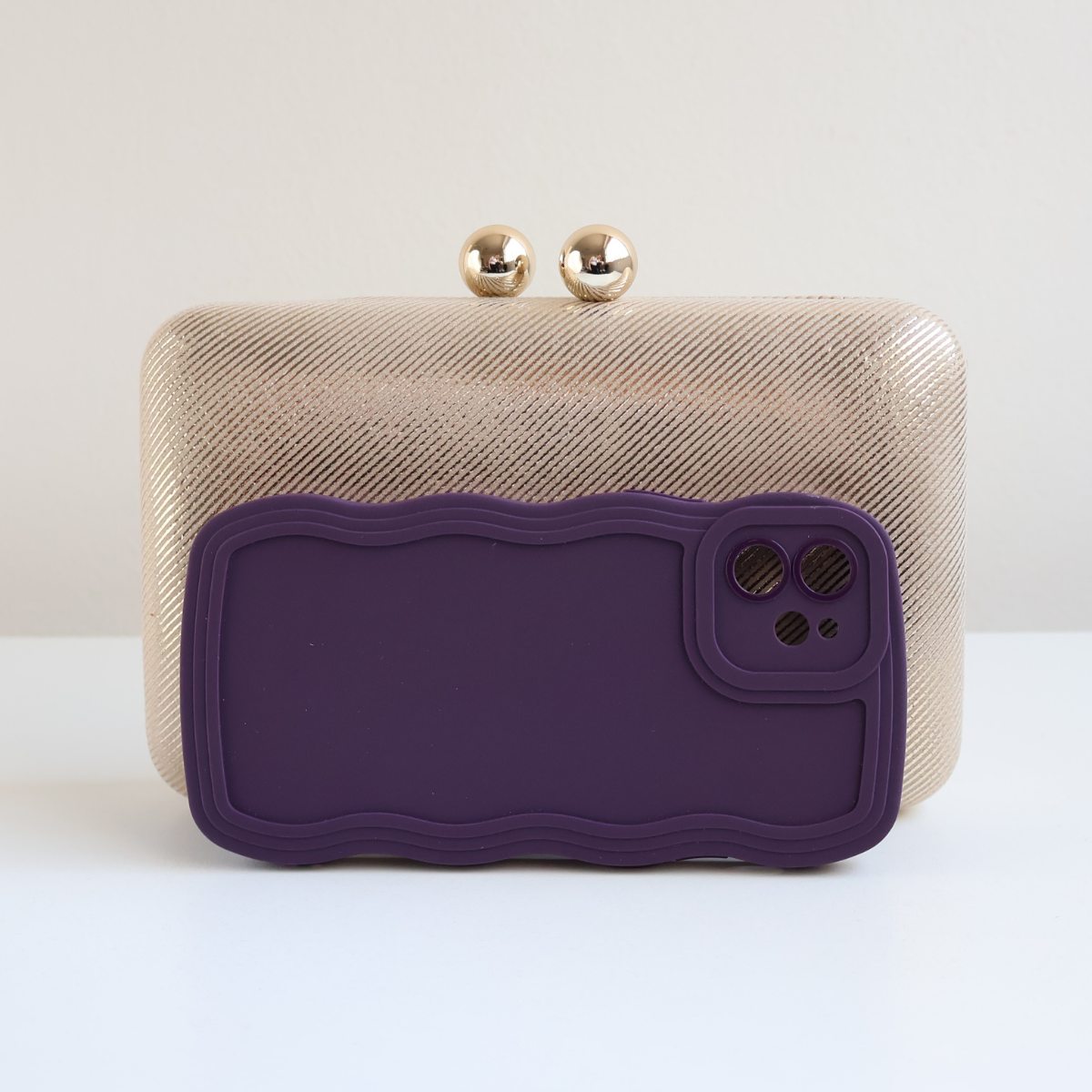 Bolsa de Festa Clutch Vinil Dourada