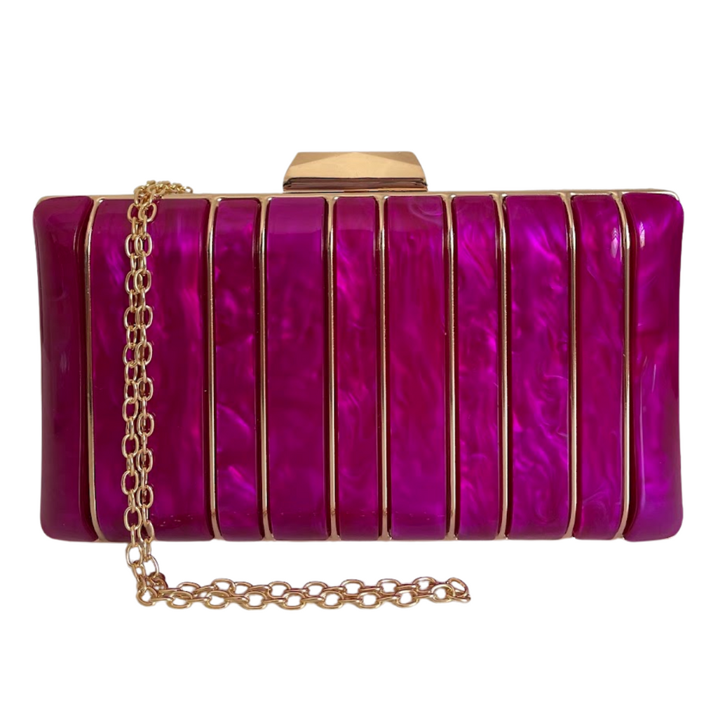 Bolsa de Festa Clutch Perolada Metalizada Fúcsia