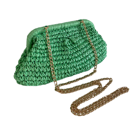 Bolsa de Praia Festa Clutch Palha Sintética Verde