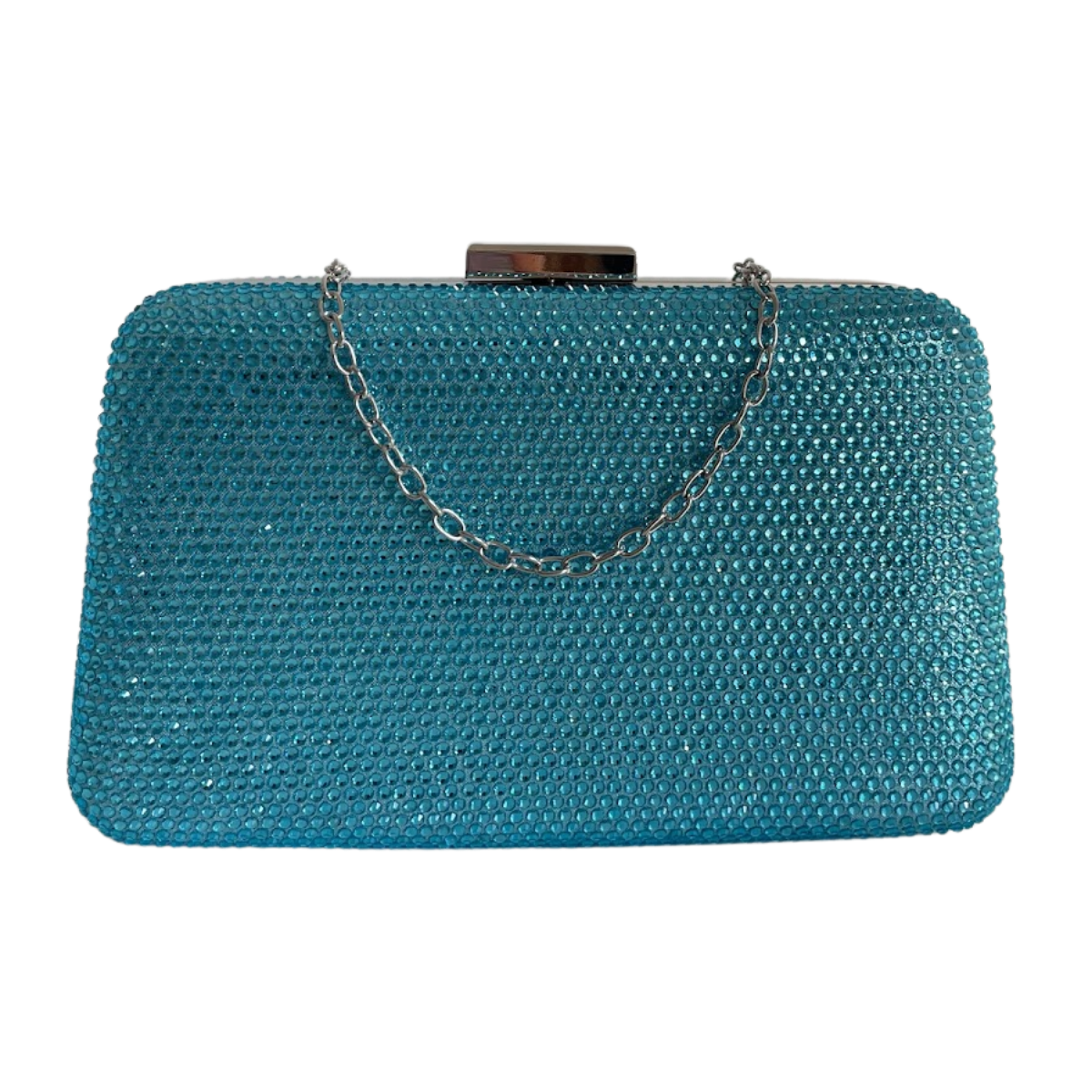 Bolsa de Festa Clutch Pedraria Strass Azul Turquesa