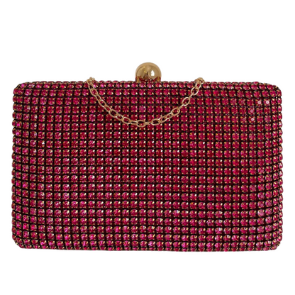 Bolsa de Festa Clutch Strass Rosa