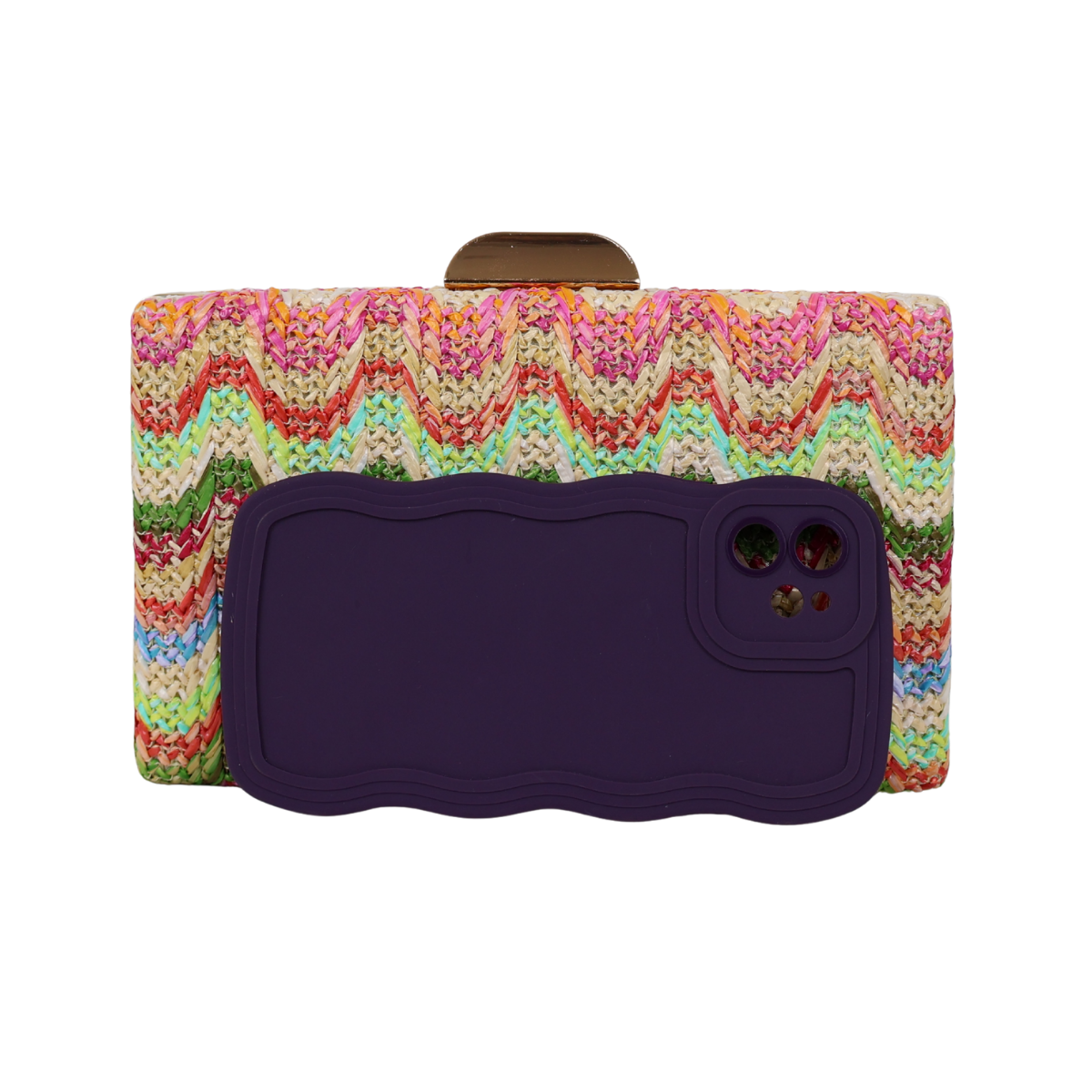 Bolsa de Festa Clutch Palha Colorida