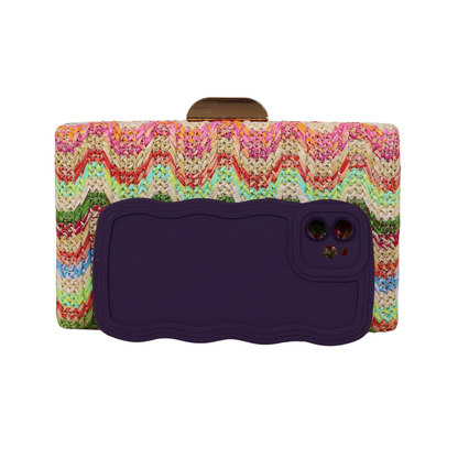 Bolsa de Festa Clutch Palha Colorida