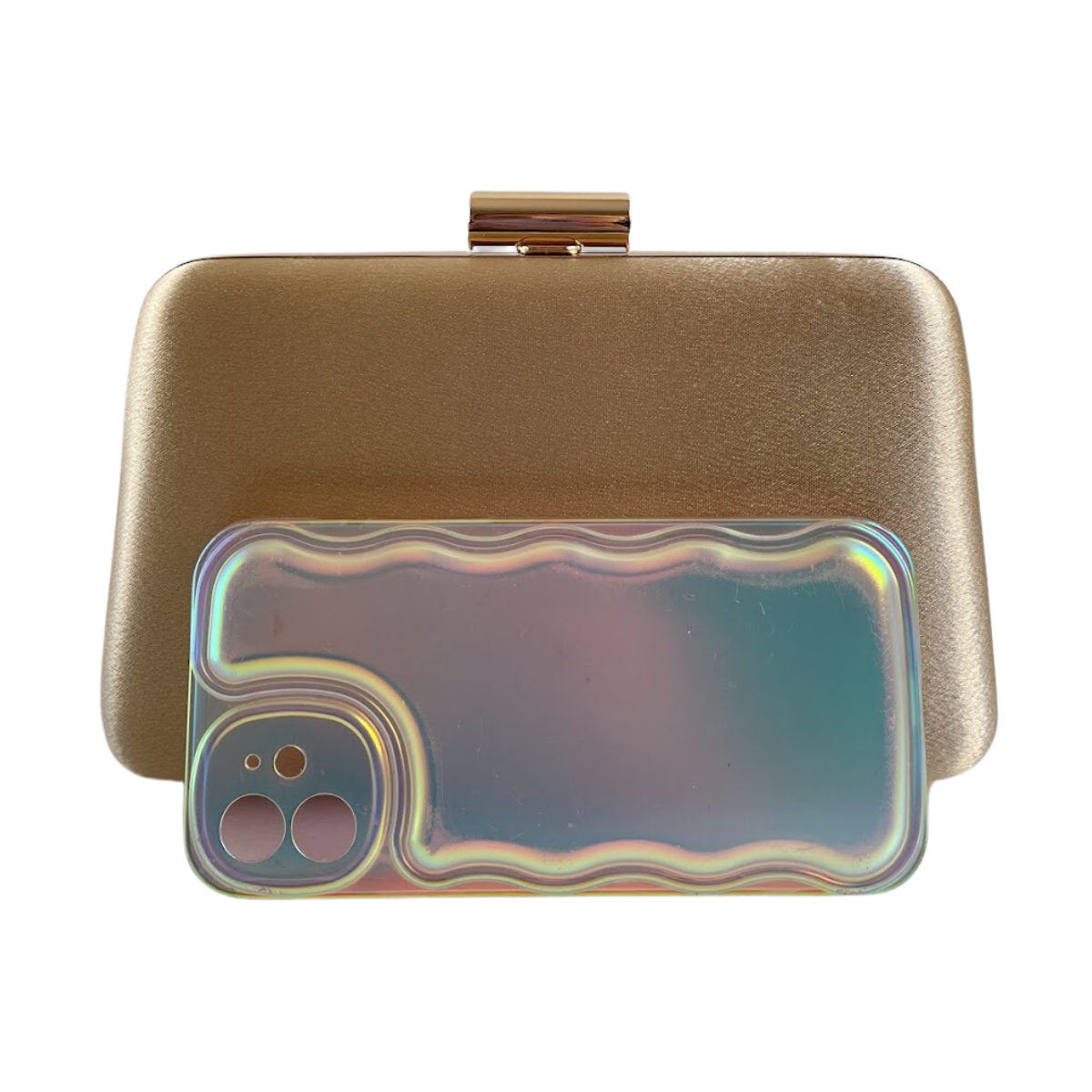 Bolsa Festa Clutch Tecido Acetinado Dourada - ReUse