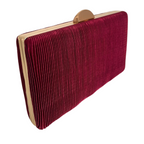 Bolsa Clutch Festa Tecido Aveludado Frizado Marsala