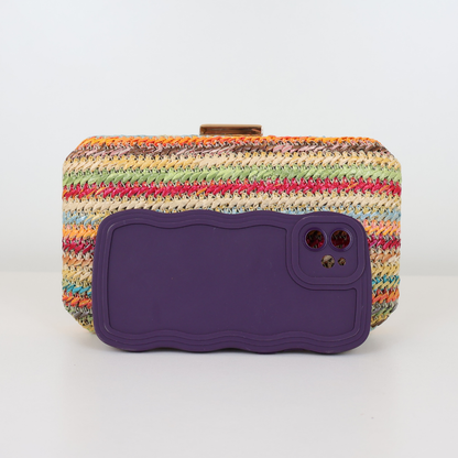 Bolsa de Festa Clutch Palha Colorida