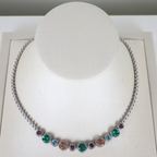 Kit Colar e Brinco - Cristal Multicor - Prateado