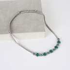 Kit Colar e Brinco - Cristal Turquesa - Prateado