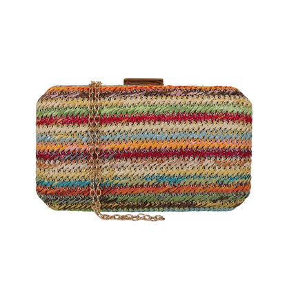 Bolsa de Festa Clutch Palha Colorida