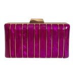 Bolsa de Festa Clutch Perolada Metalizada Fúcsia