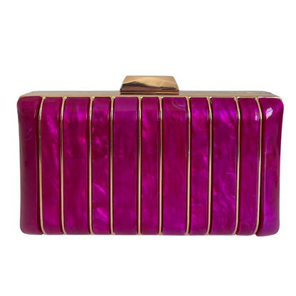 Bolsa de Festa Clutch Perolada Metalizada Fúcsia
