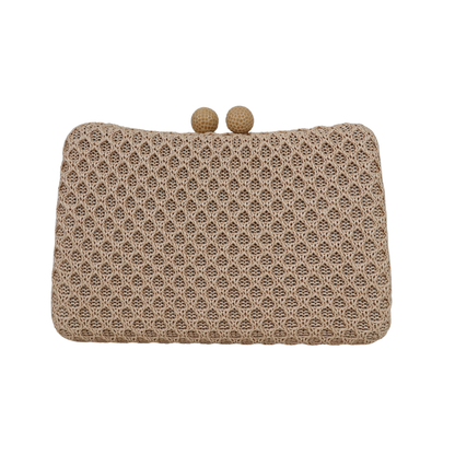 Bolsa de Festa Clutch Palha Bege Escuro