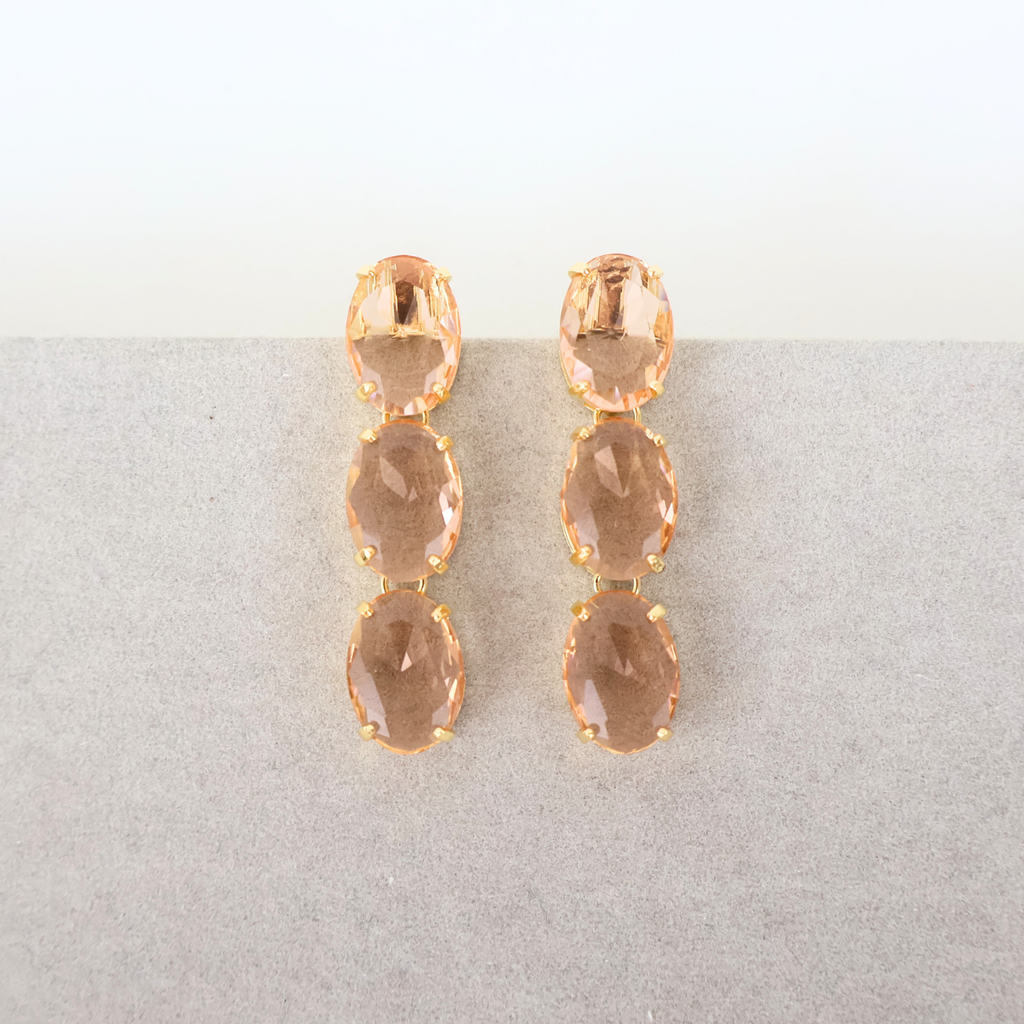 Brinco Dourado e Cristal Champagne - Semijoia