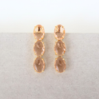 Brinco Dourado e Cristal Champagne - Semijoia