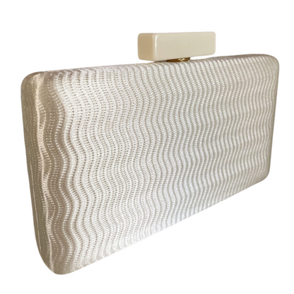 Bolsa Festa Clutch Tecido Acetinado Bege Creme