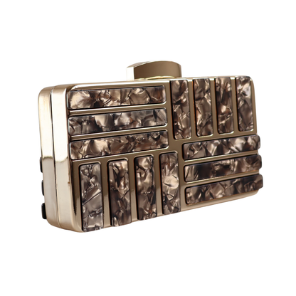 Bolsa de Festa Clutch Perolada Metalizada Bronze - ReUse