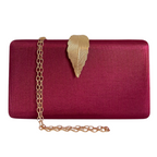 Bolsa Clutch Festa Tecido Fecho de Folha Marsala - ReUse