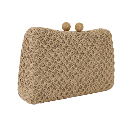 Bolsa de Festa Clutch Palha Bege