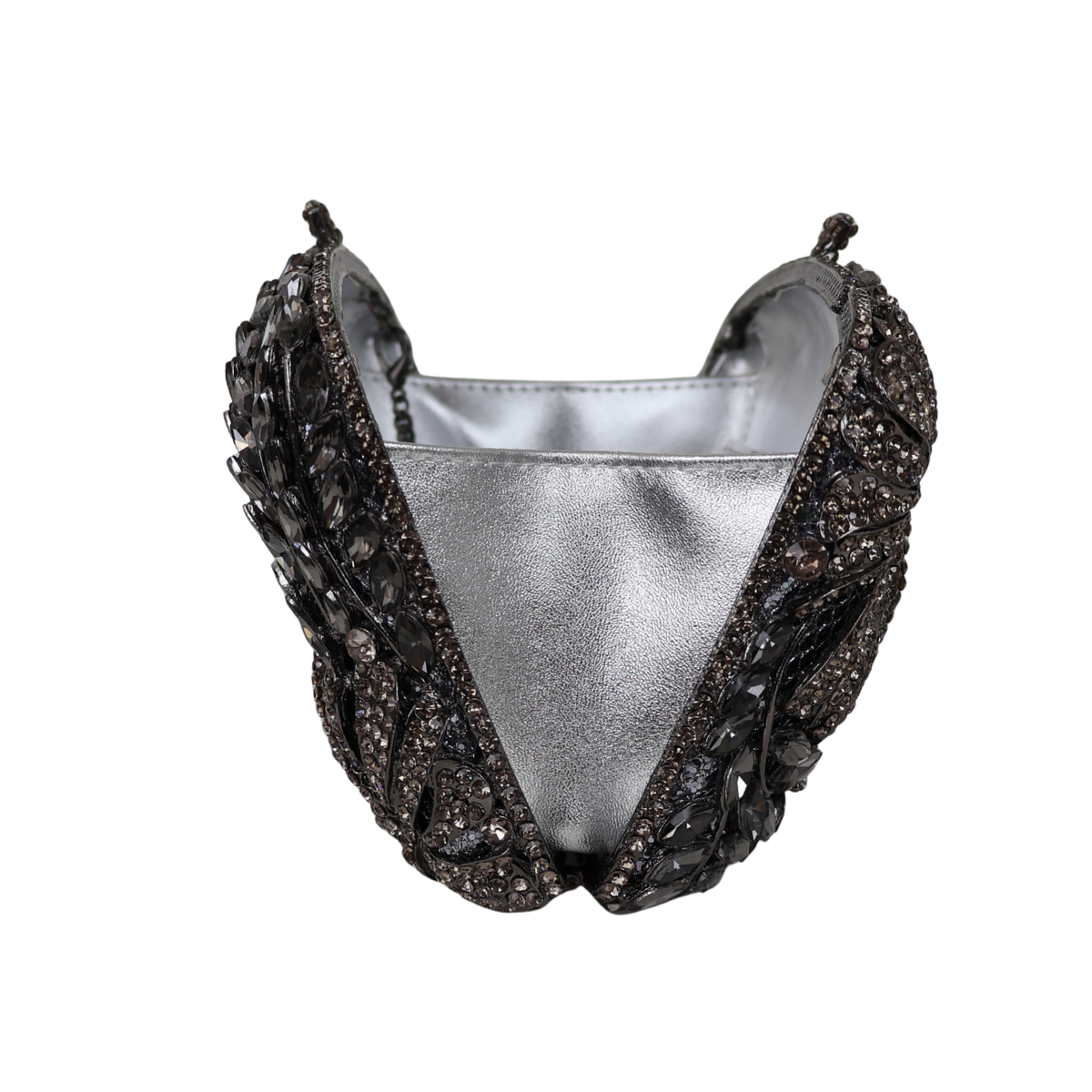 Bolsa Festa Clutch Pedraria Strass Prata Grafite