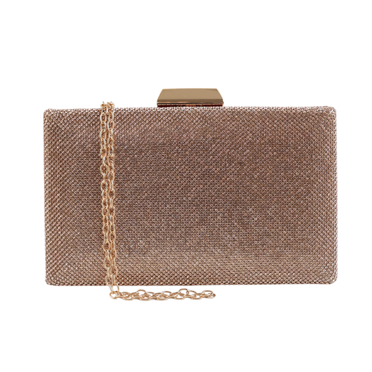 Bolsa Festa Clutch Brilho Rosê Gold