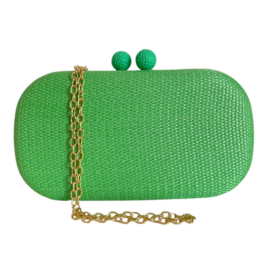 Bolsa de Festa Clutch Oval Palha Verde