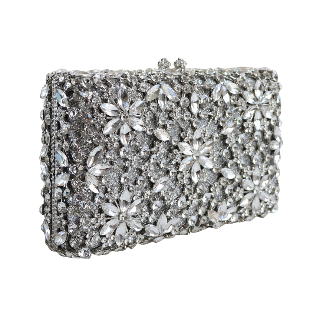 Bolsa Festa Clutch Pedraria Strass Prata
