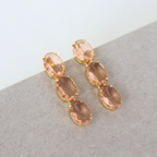 Brinco Dourado e Cristal Champagne - Semijoia
