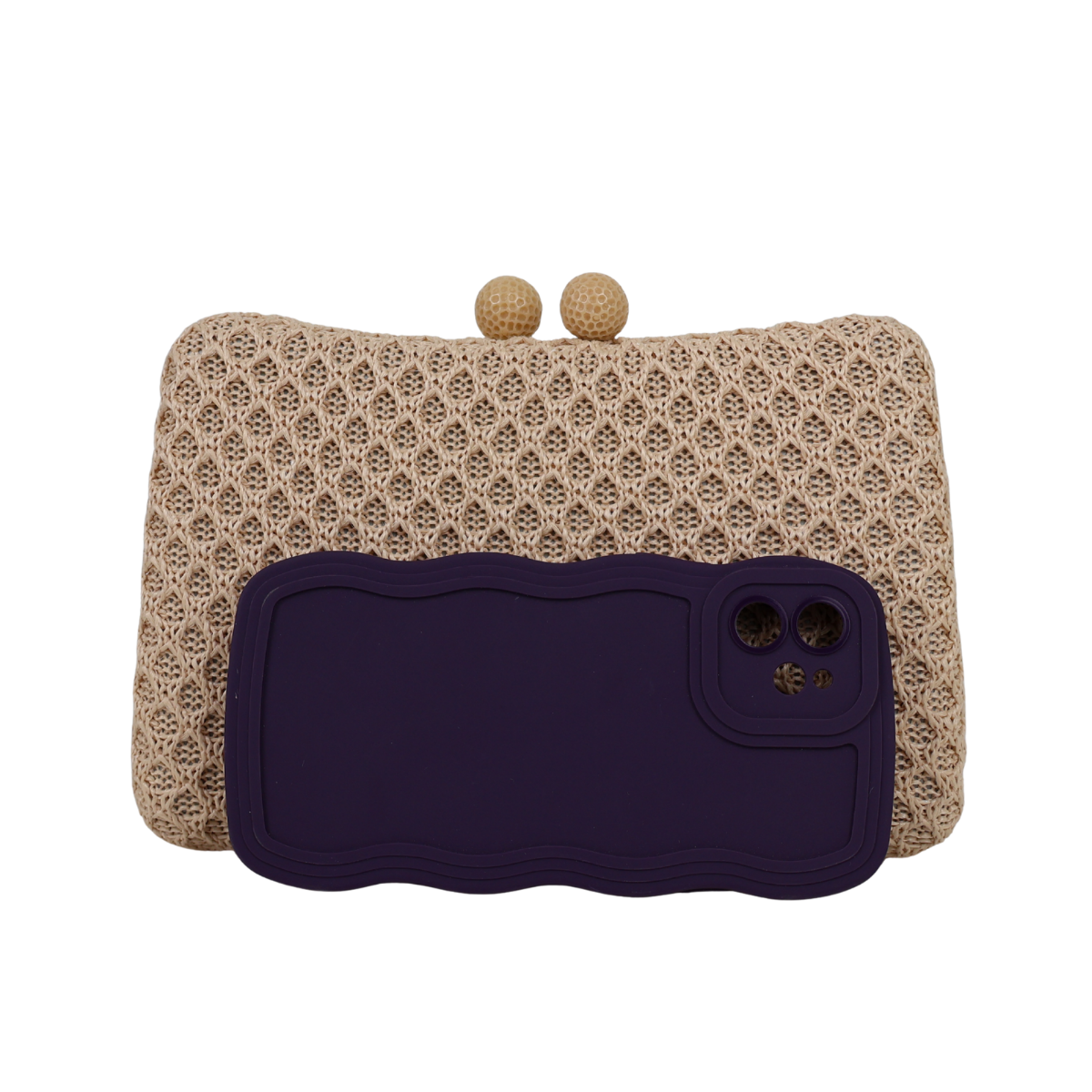 Bolsa de Festa Clutch Palha Bege Escuro