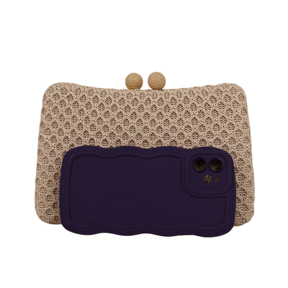 Bolsa de Festa Clutch Palha Bege Escuro