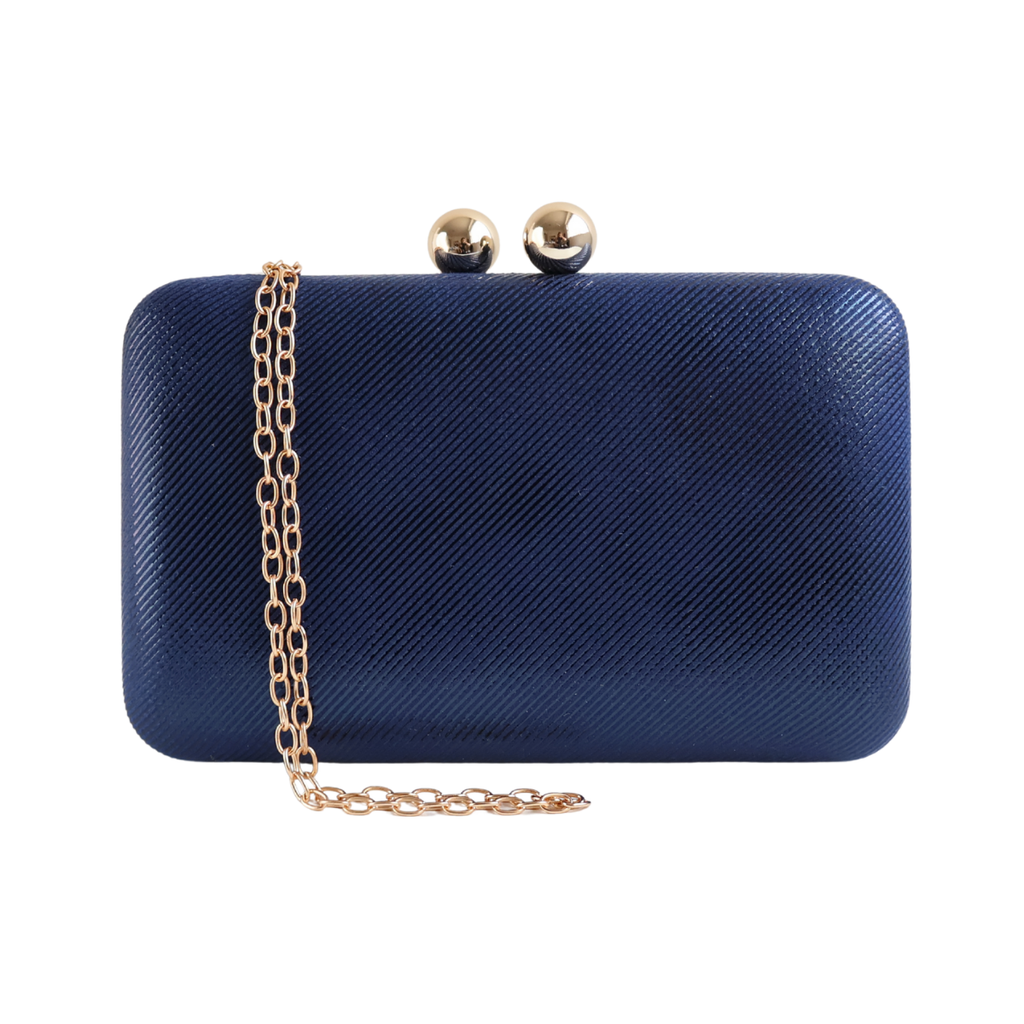 Bolsa de Festa Clutch Vinil e Tecido Azul