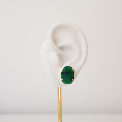 Kit Colar e Brinco - Cristal Verde Esmeralda - Dourado