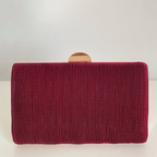 Bolsa Clutch Festa Tecido Aveludado Frizado Marsala