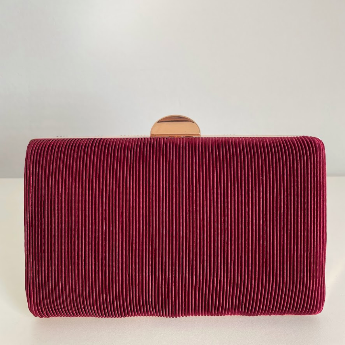Bolsa Clutch Festa Tecido Aveludado Frizado Marsala
