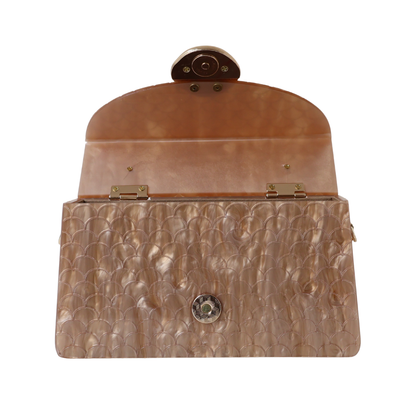 Bolsa de Festa Baú Acrílico Perolada Marrom