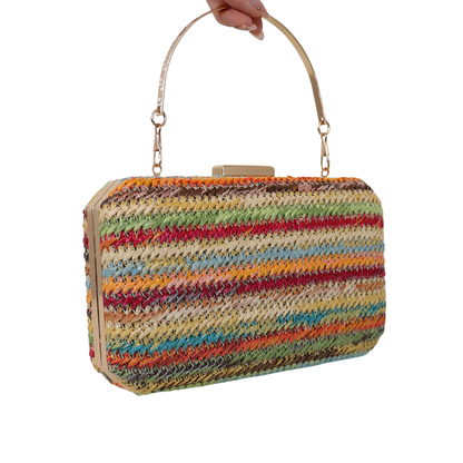 Bolsa de Festa Clutch Palha Colorida