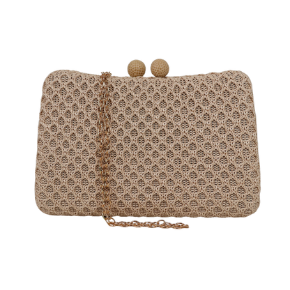 Bolsa de Festa Clutch Palha Bege Escuro