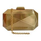 Bolsa Festa Clutch Metal Escovado Dourada - ReUse