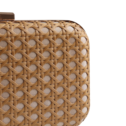 Bolsa de Festa Clutch Palha da Índia Bege