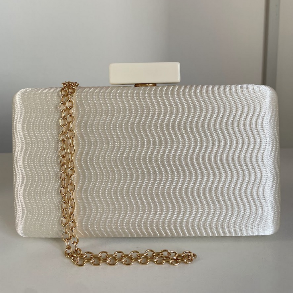 Bolsa Festa Clutch Tecido Acetinado Bege Creme - ReUse