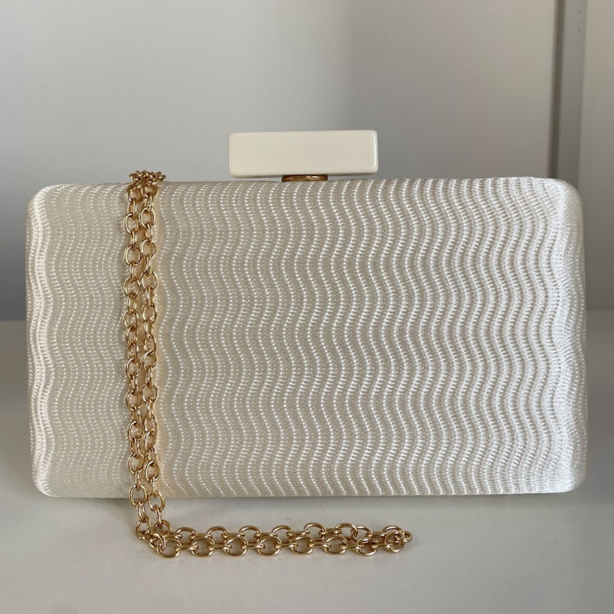 Bolsa Festa Clutch Tecido Acetinado Bege Creme - ReUse