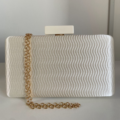 Bolsa Festa Clutch Tecido Acetinado Bege Creme