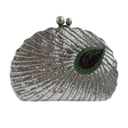 Bolsa de Festa Clutch Lantejoulas Pavão Prata - ReUse