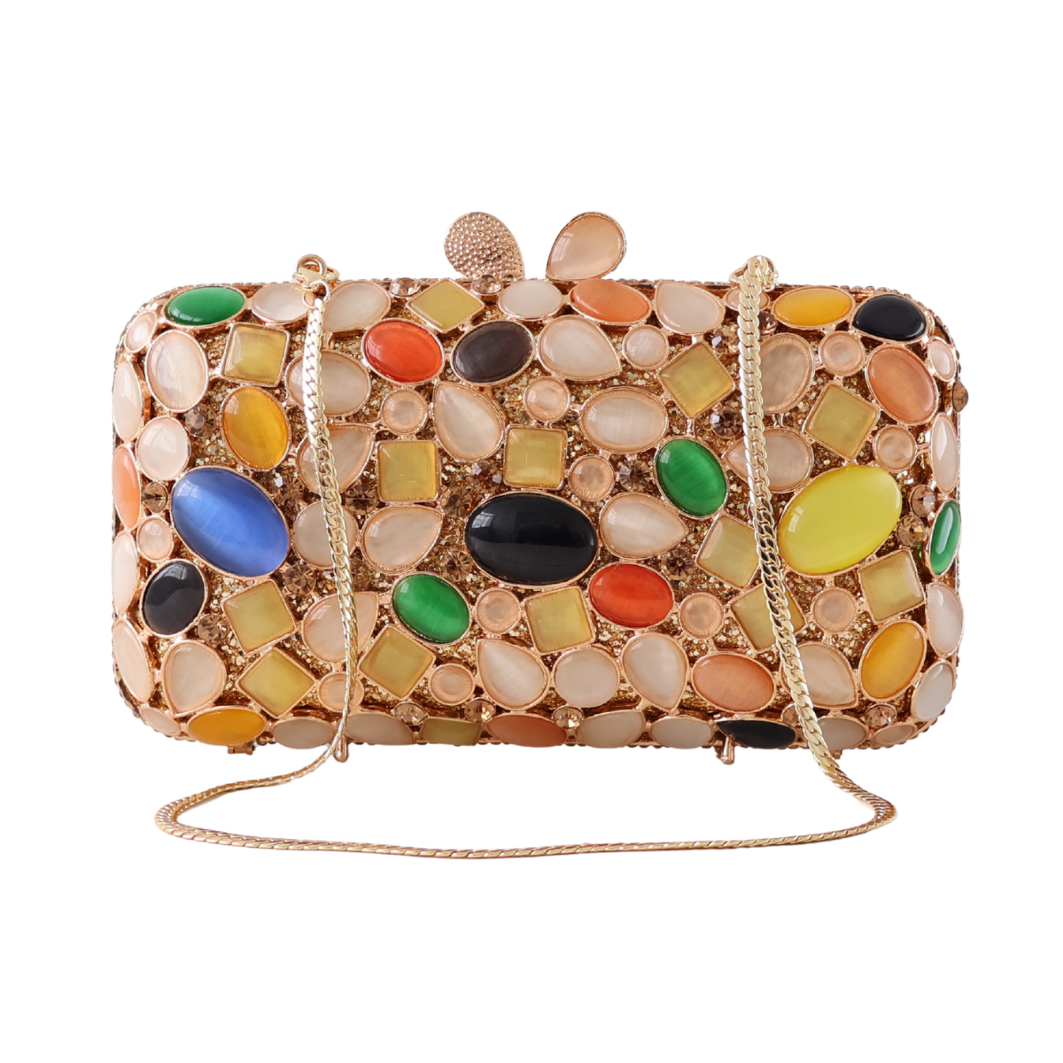 Bolsa Festa Clutch Pedraria Colorida