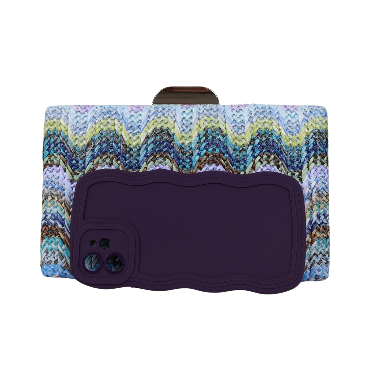 Bolsa de Festa Clutch Palha Azul