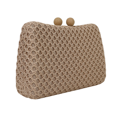 Bolsa de Festa Clutch Palha Bege Escuro