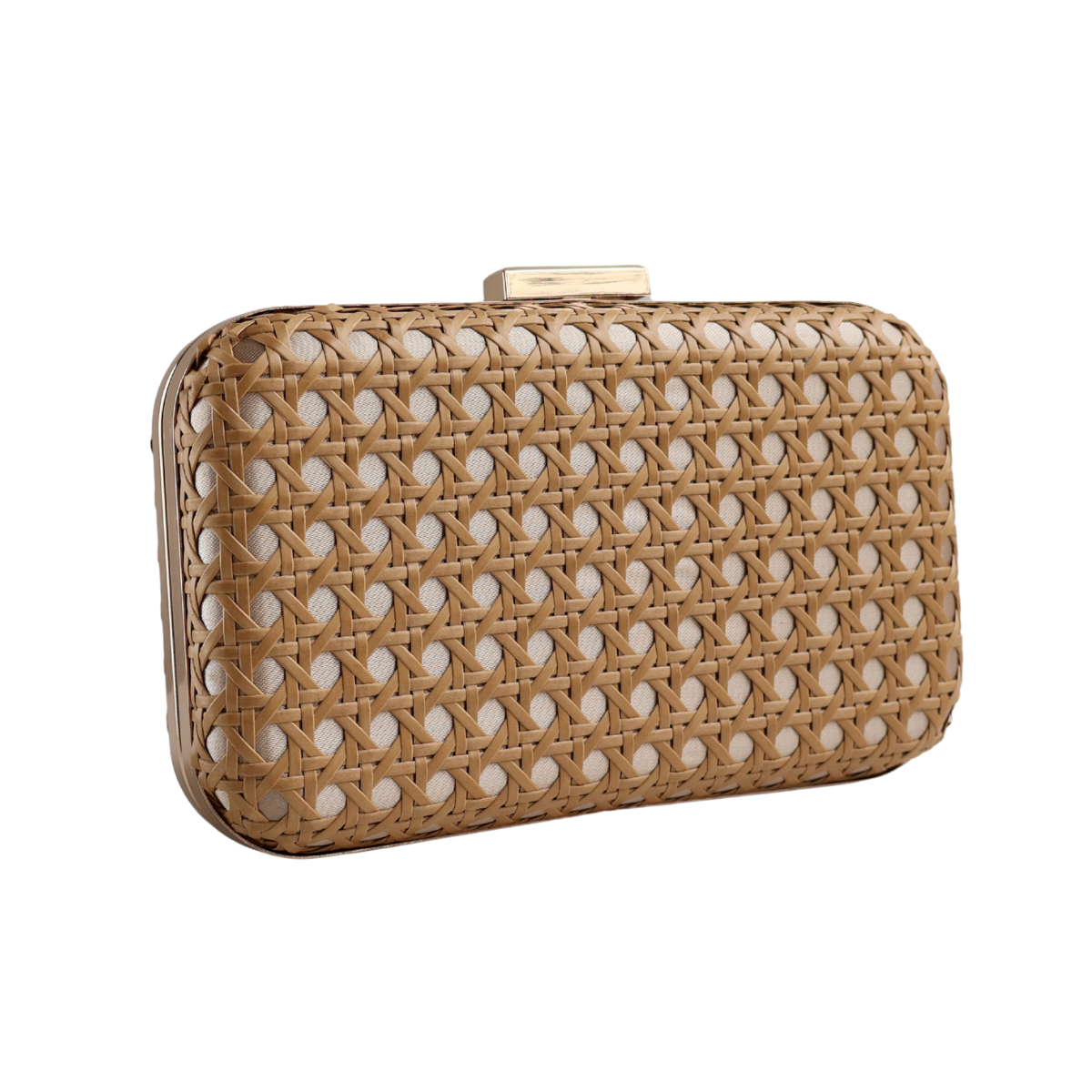 Bolsa de Festa Clutch Palha da Índia Bege