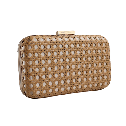 Bolsa de Festa Clutch Palha da Índia Bege